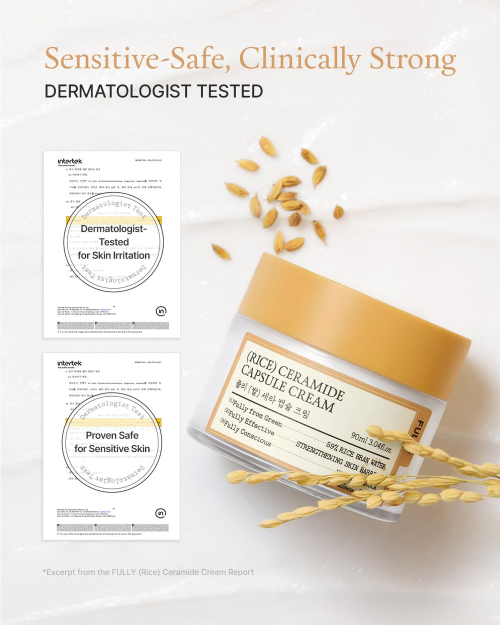 FULLY Rice Ceramide Moisturizing Cream rice water imagery—nourishing care visuals.