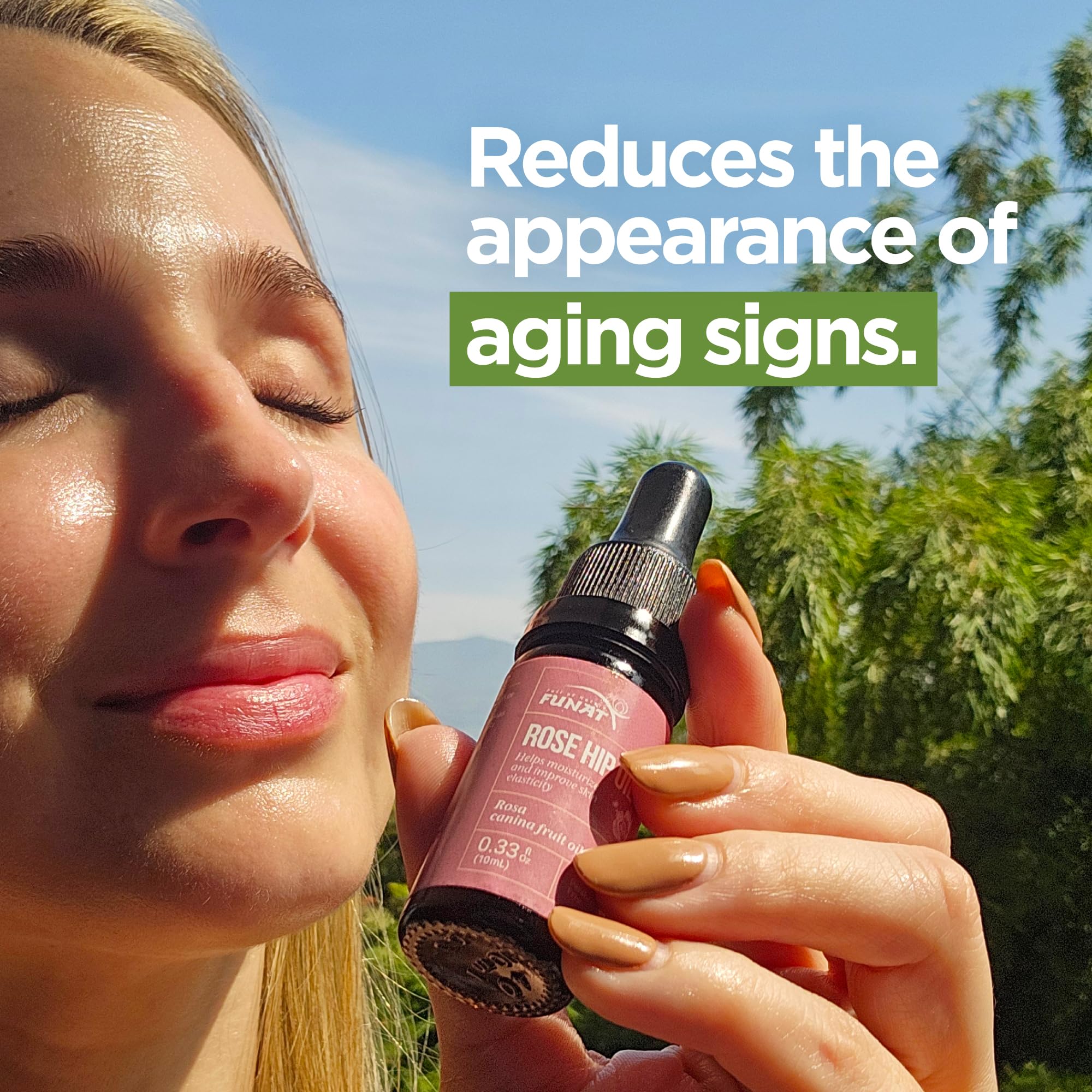 FUNAT rosehip oil body care for lightweight hydration during daily routines.