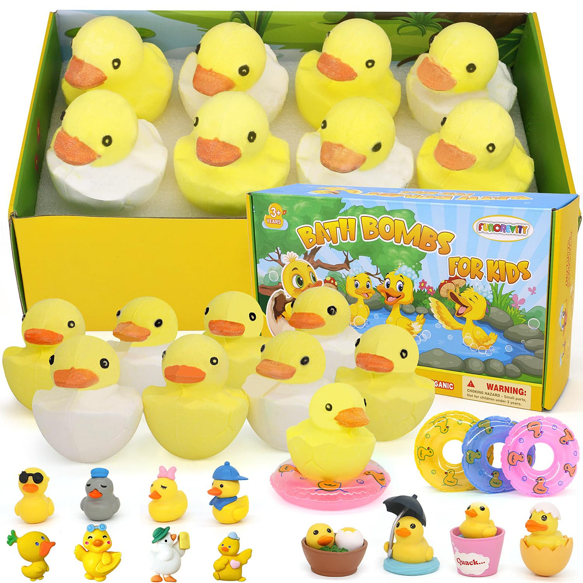 Funcrevity bath bombs with surprise inside for eight-pack kids baths
