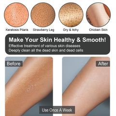 Fundrem body scrub mitt in bath setting highlights refreshed skin.