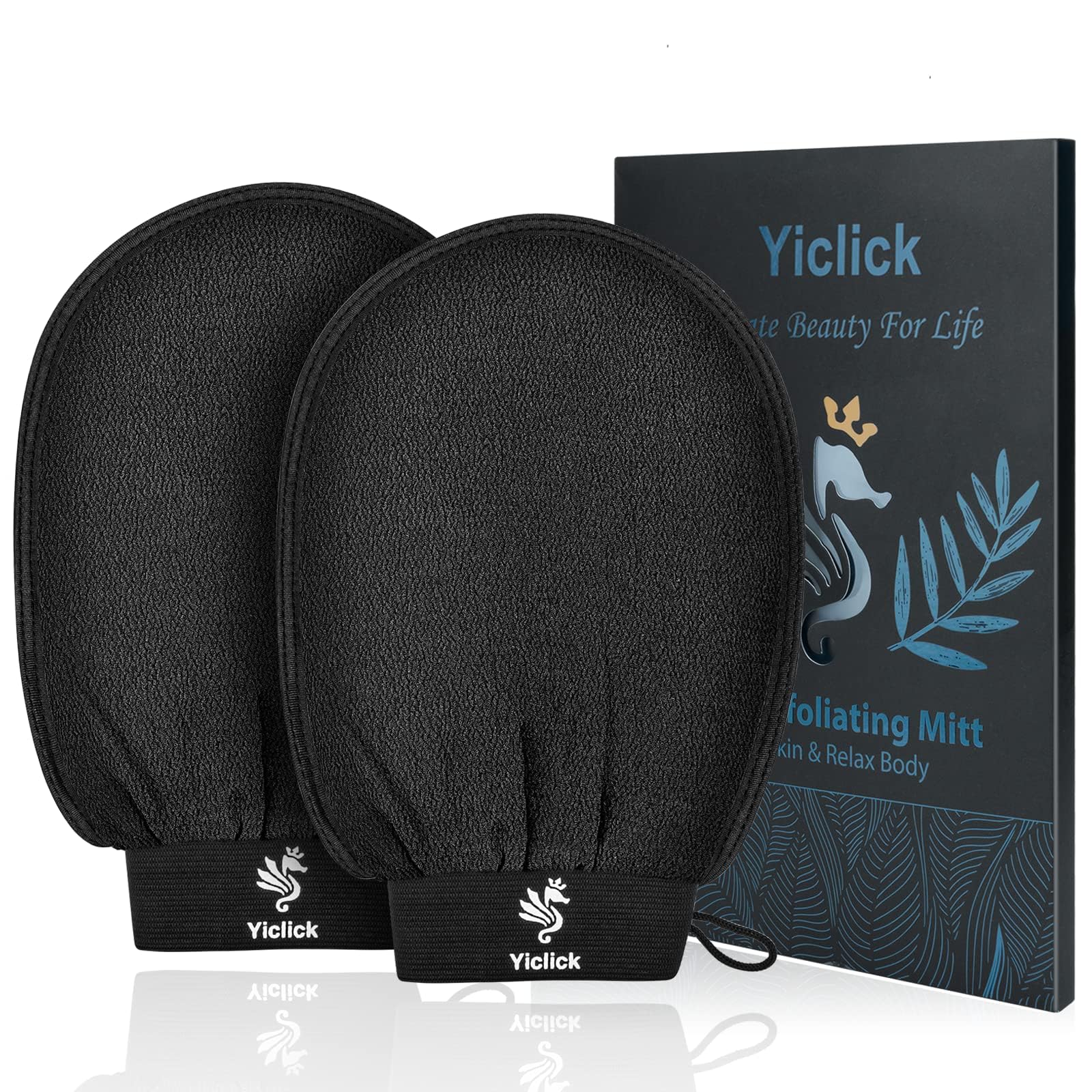 Fundrem exfoliating gloves front view for at-home spa-like skin renewal.