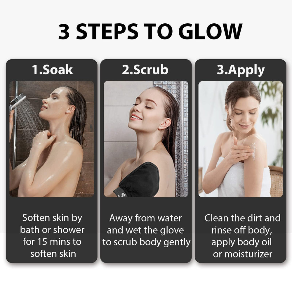 Fundrem exfoliating mitt texture close-up demonstrates buffing and smoothing action.