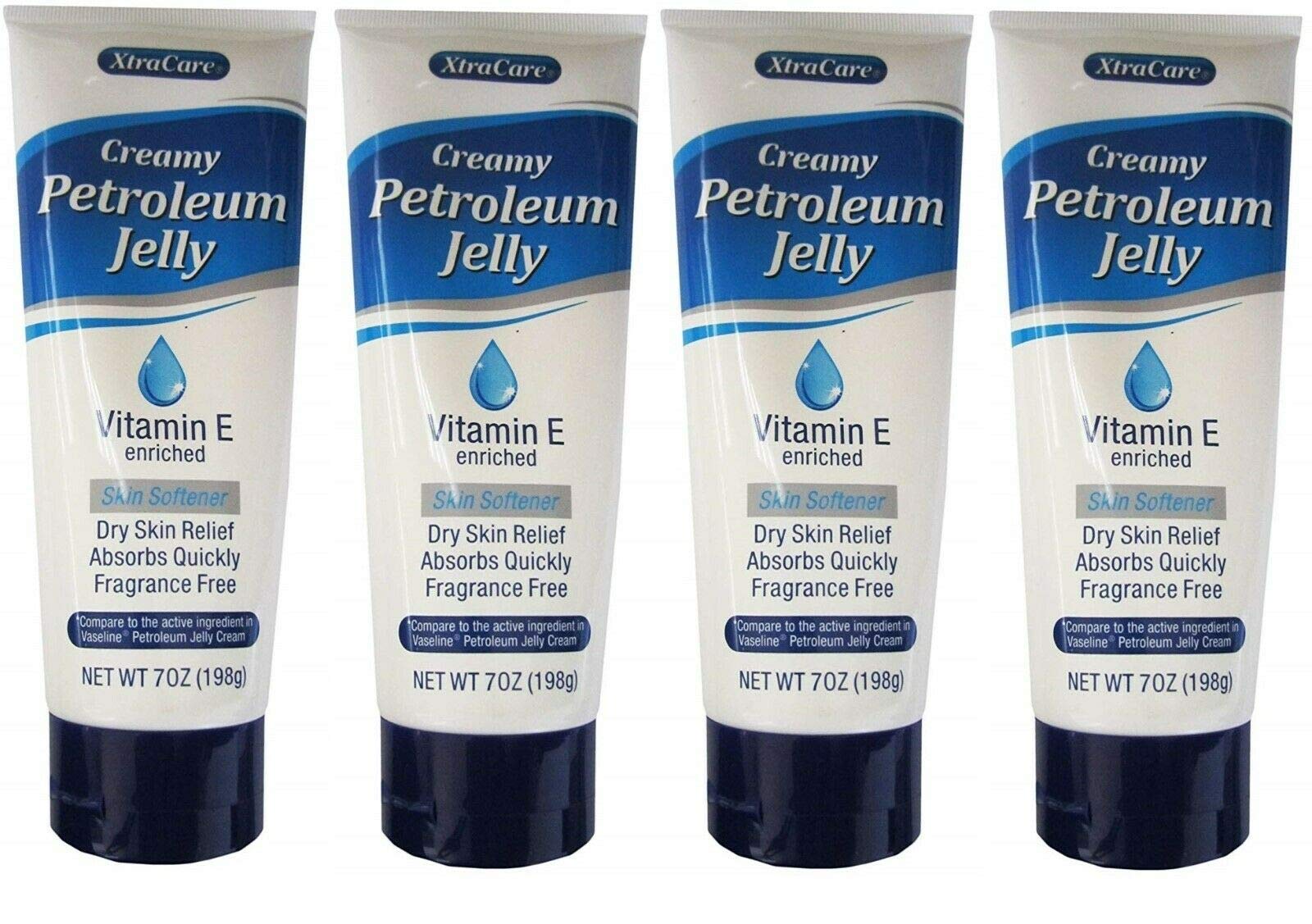 Fungoto 4-pack creamy petroleum jelly jars with vitamin E for everyday moisture.