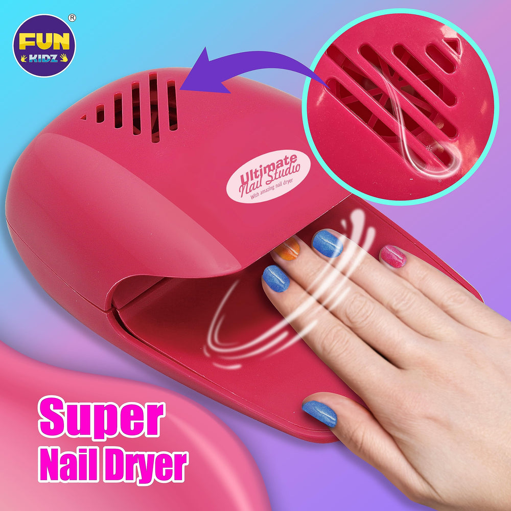 FunKidz party-friendly manicure kit supports sharing and group fun.