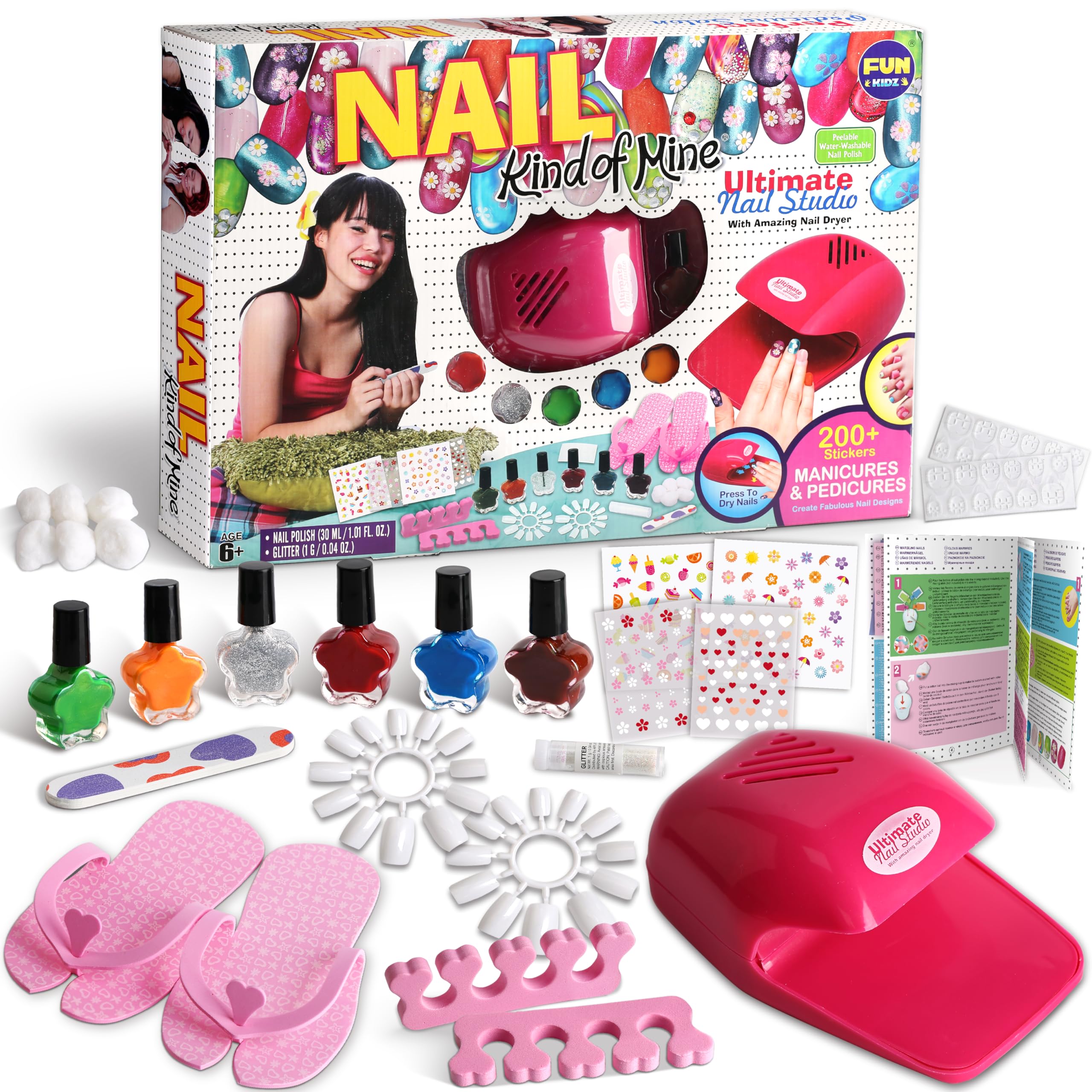 FunKidz nail art kit with colors for kids for at-home creativity.