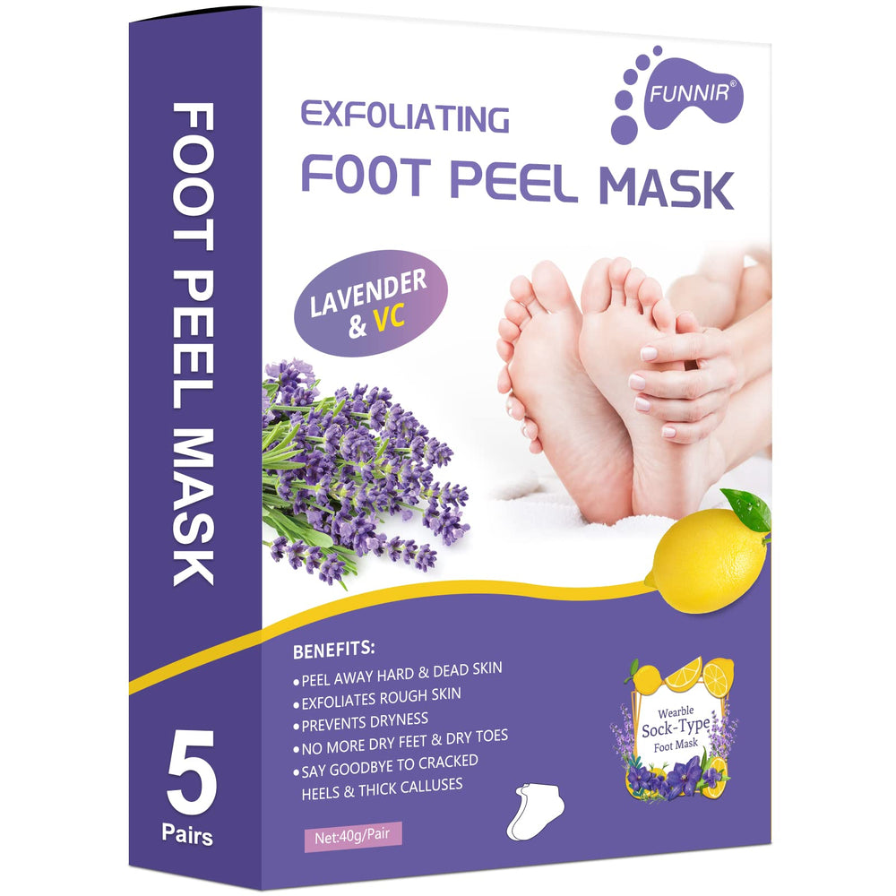 FUNNIR Foot Peeling Mask 5-pack packaging, clean and gift-ready.