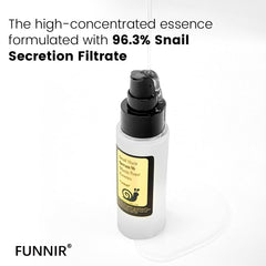 Applied on cheek, FUNNIR Snail Mucin Essence absorbs quickly for natural glow.