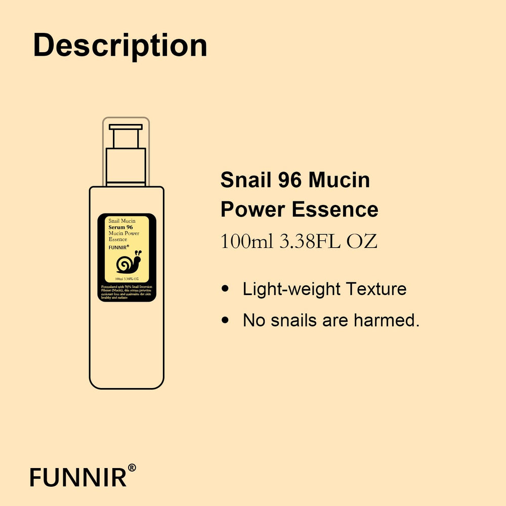FUNNIR Snail Mucin Essence dropper dispensing lightweight hydration.