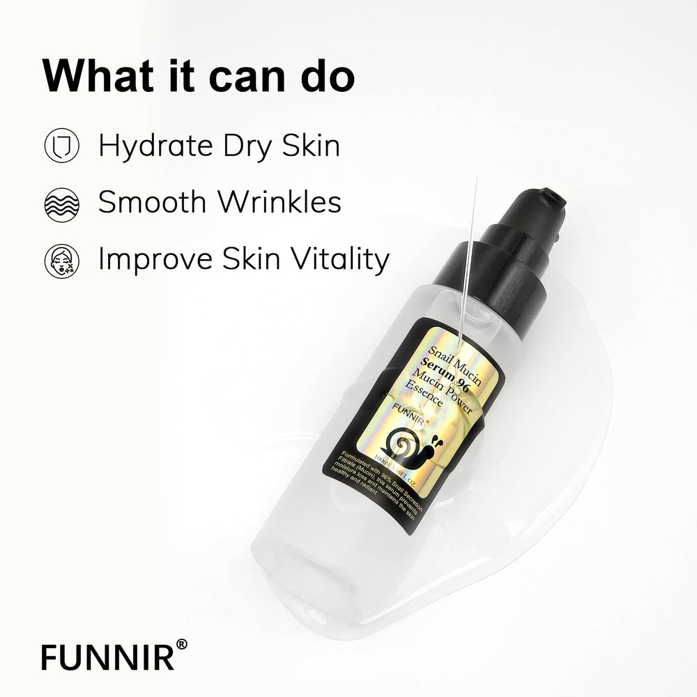 Face shows subtle radiance after using FUNNIR Snail Mucin 96% Essence.
