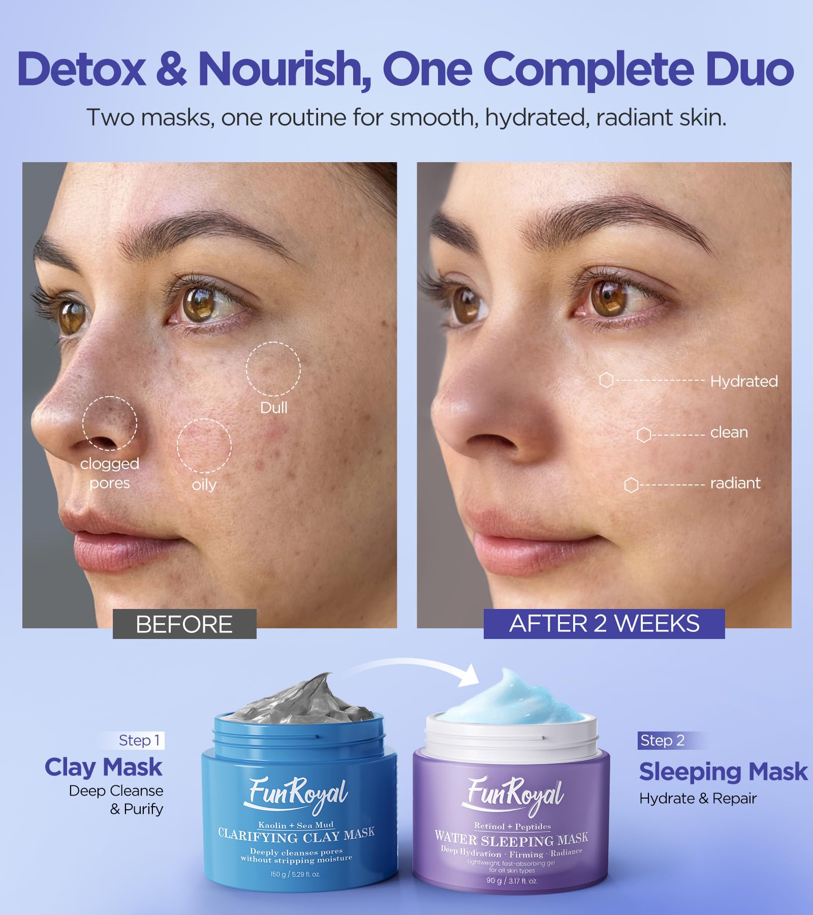 FunRoyal clay mask application with brush for even coverage on skin.