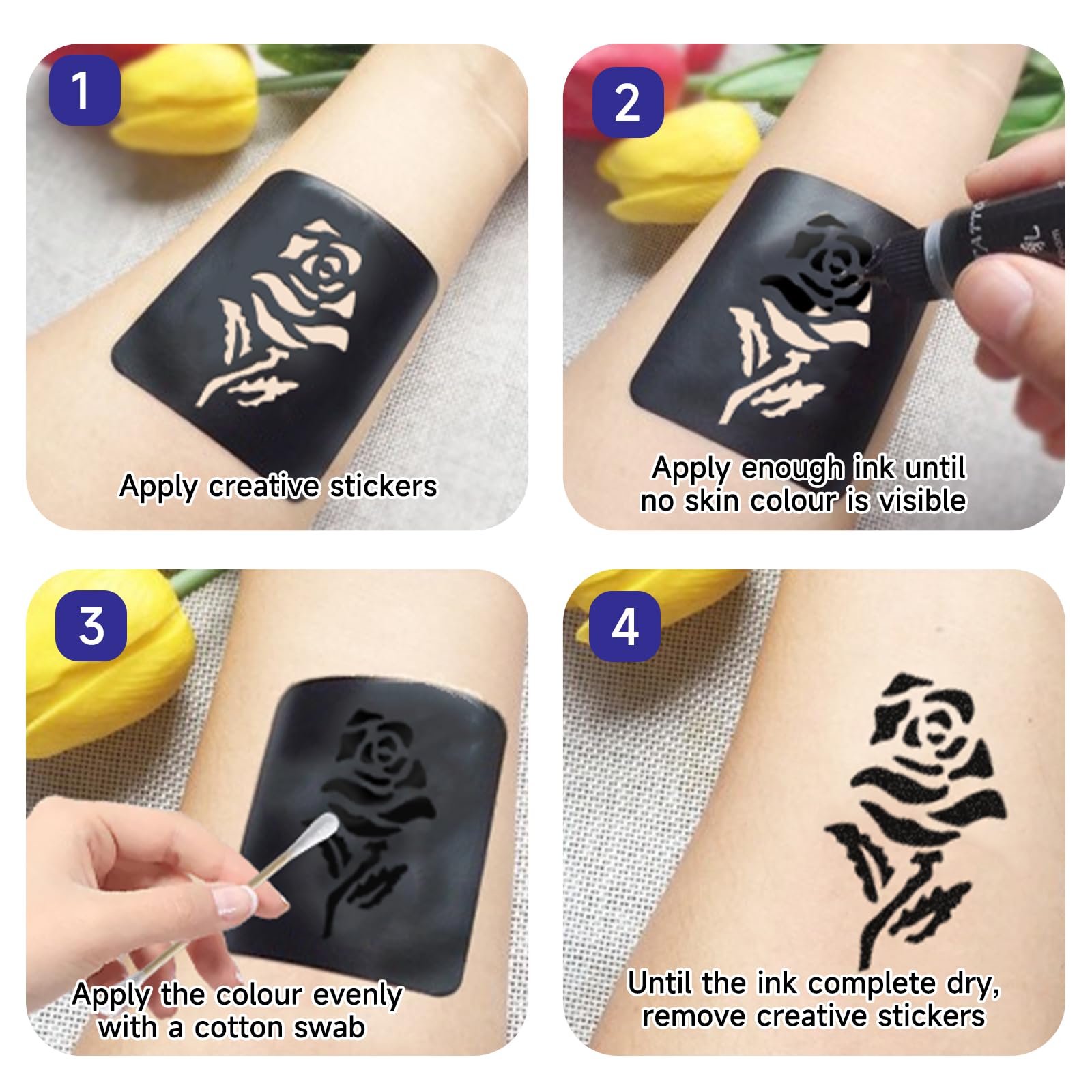 Funtigee hand stencils template for precise, mess-free tattoos.