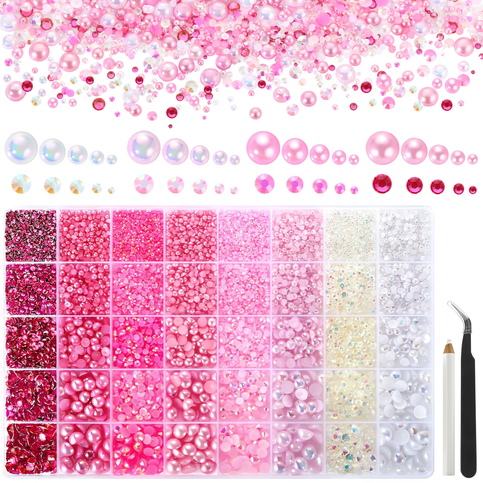 Funtopia pink flatback pearls 10mm statement pieces for DIY projects