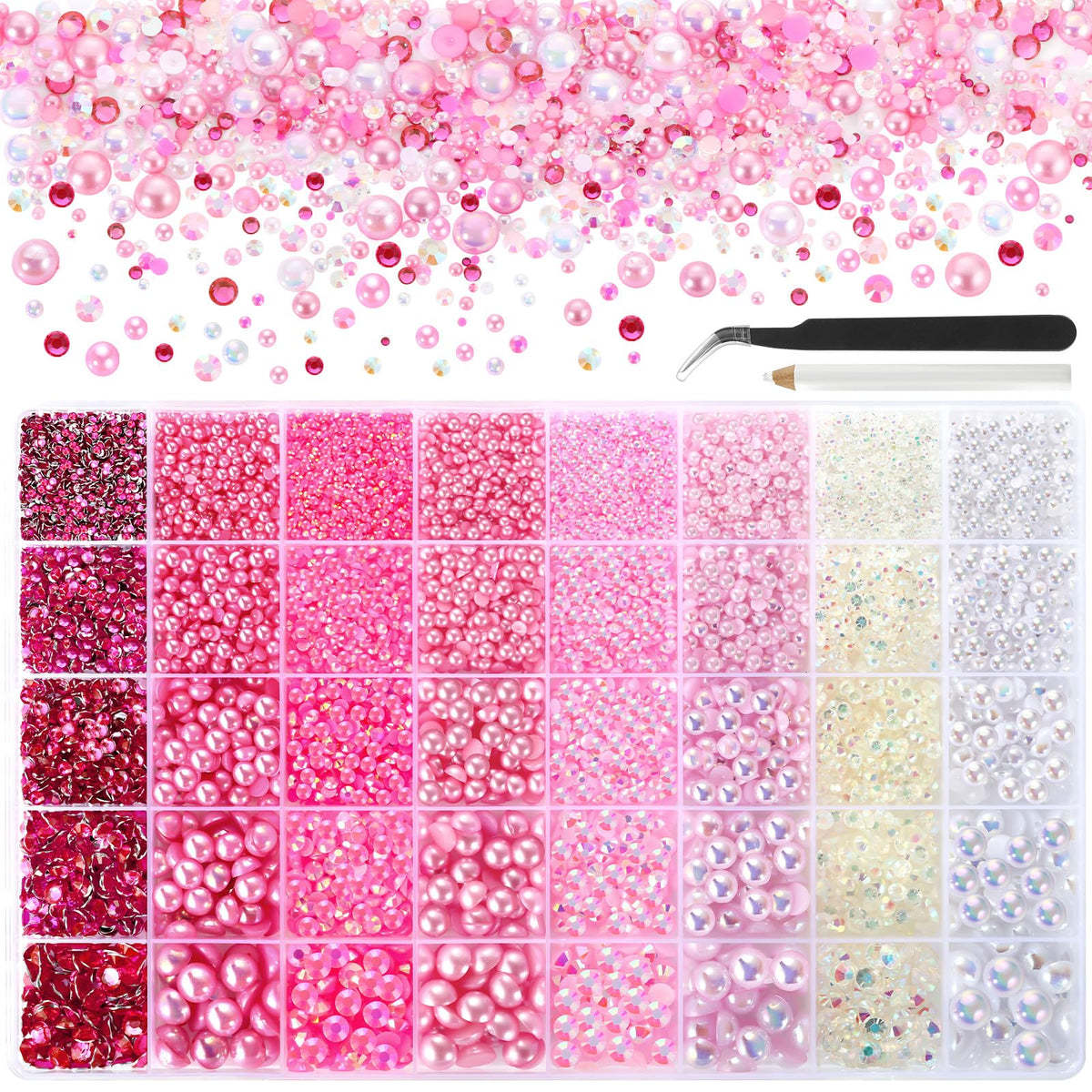 Funtopia pink flatback pearls 2mm for precise nail art accents