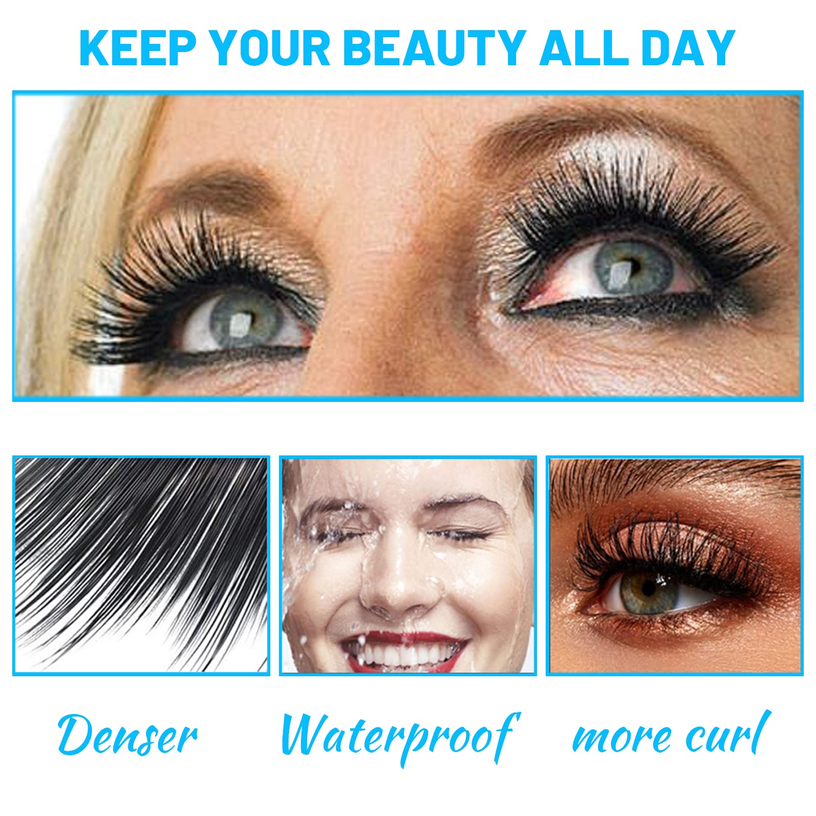 Lashes with tubing mascara appear defined and lengthened.