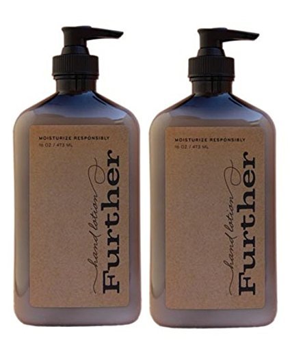 The Further glycerin lotion bottle hydrates hands with sustainable fragrance.