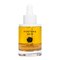 Furtuna Skin Biphase Moisturizing Oil bottle ready for application, showcasing hydration.