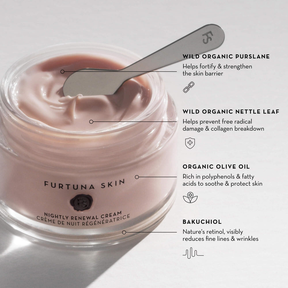 Texture swatch of Furtuna Skin Nightly Renewal Cream on skin for smooth application