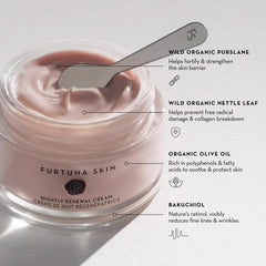 Texture swatch of Furtuna Skin Nightly Renewal Cream on skin for smooth application