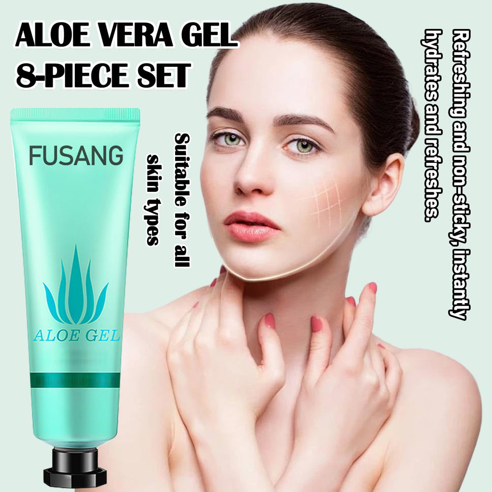 Fusang aloe vera gel applied to the face for refreshing hydration