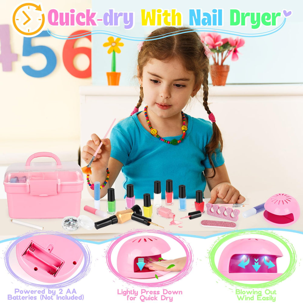FUSPWEAO Kids Nail Polish Set storage box keeps supplies organized