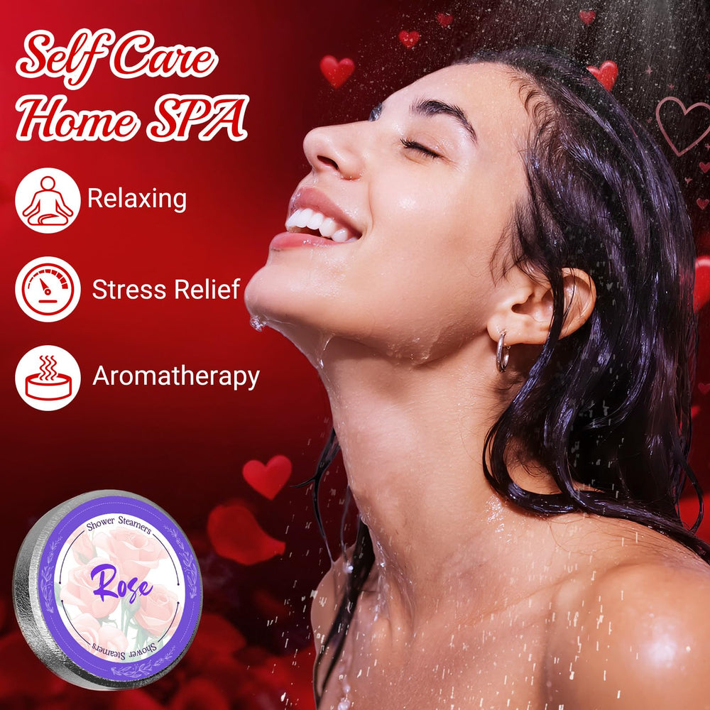 Futricy rose shower steamer close-up for a romantic self-care moment.