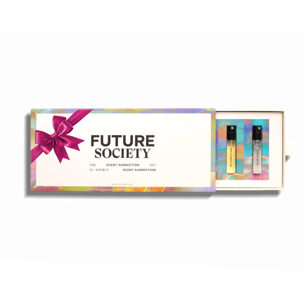 Future Society Discovery Set box shows six mini bottles, ideal for travel testing.