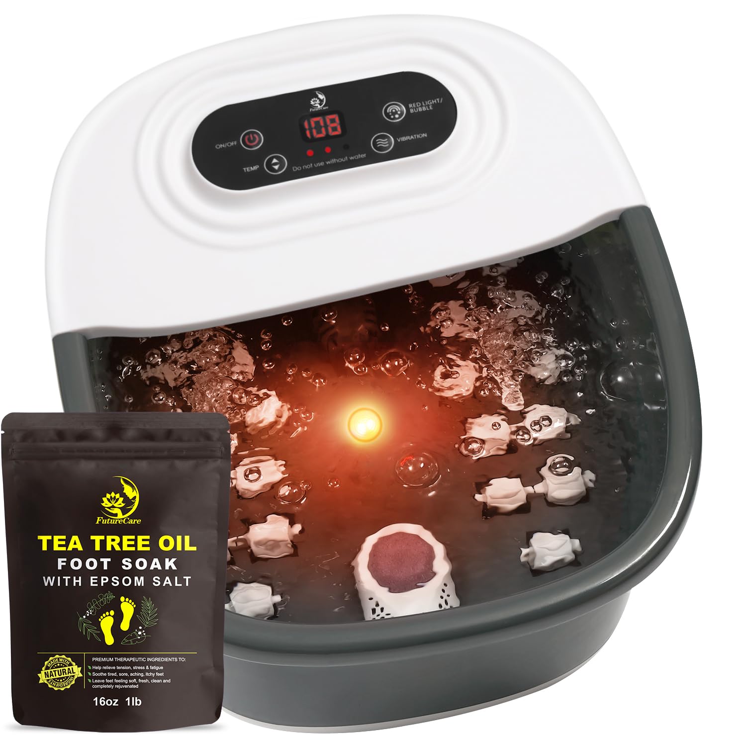 FutureCare 500W PTC heater foot spa provides safe, steady heat