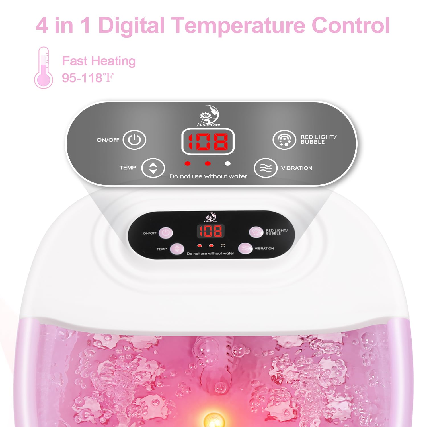 FutureCare pink foot spa with vibration jets for deep relaxation