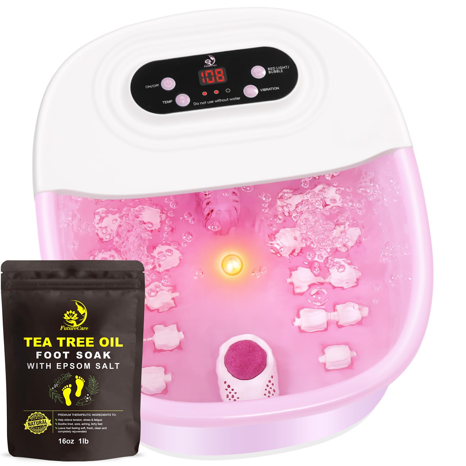 FutureCare foot spa bubbles and oxygen jets for spa-like ambience
