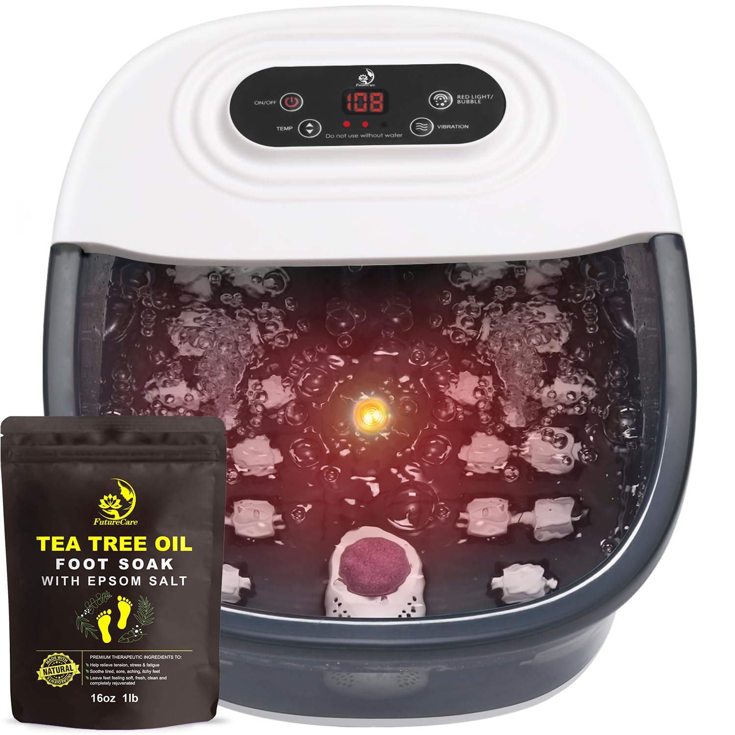 FutureCare Foot Spa with heat, bubbles and jets for soothing foot relief.