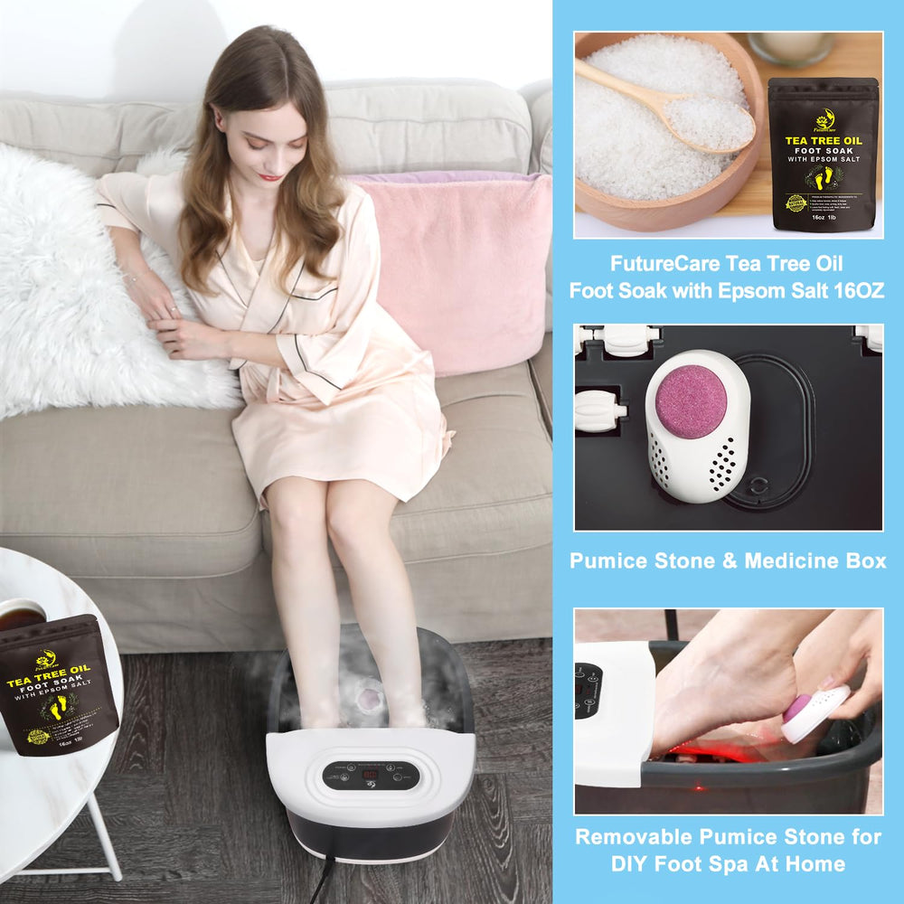 FutureCare infrared light foot spa promotes warmth and circulation during a soak