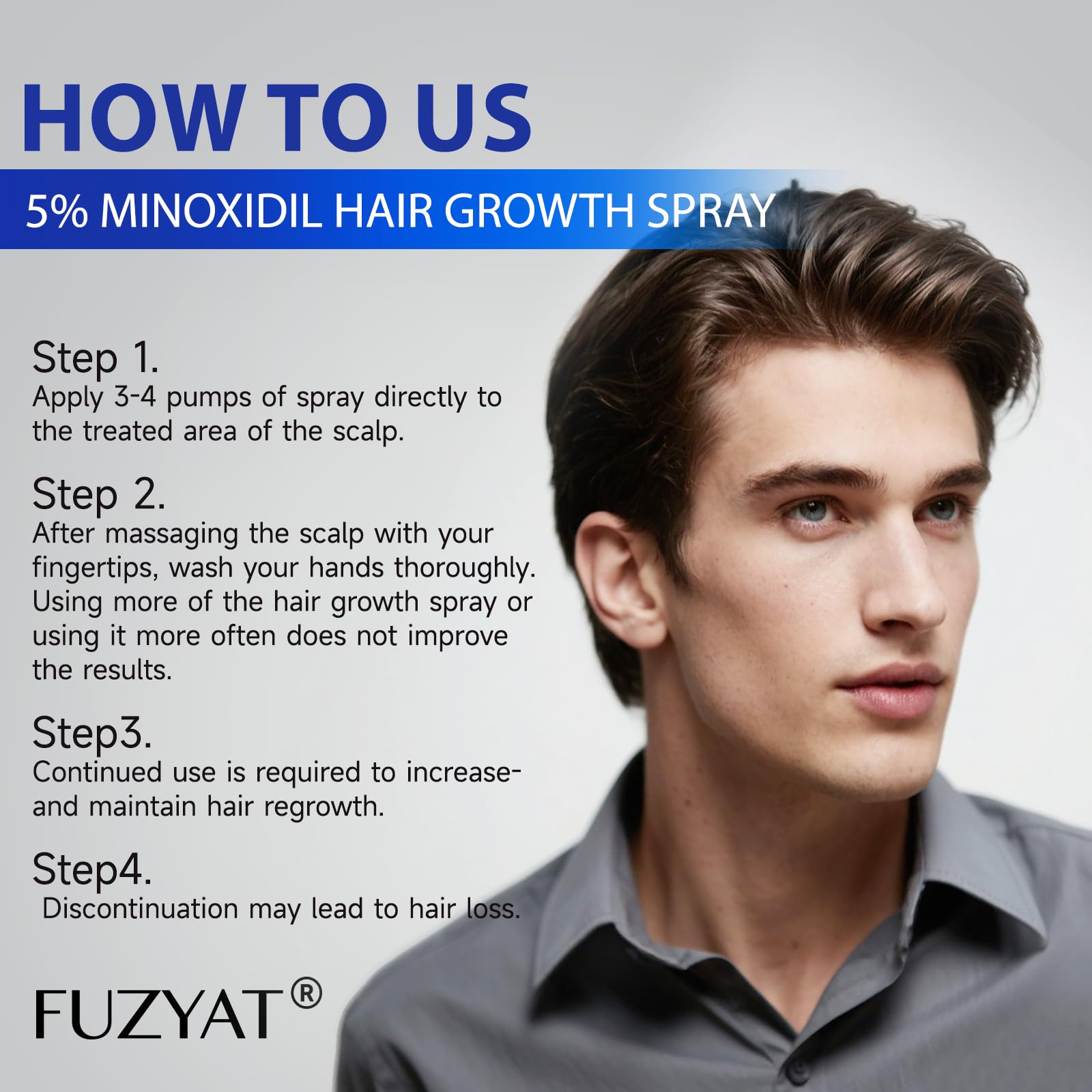 FUZYAT biotin-niacinamide-enriched spray promotes nourishing follicles.