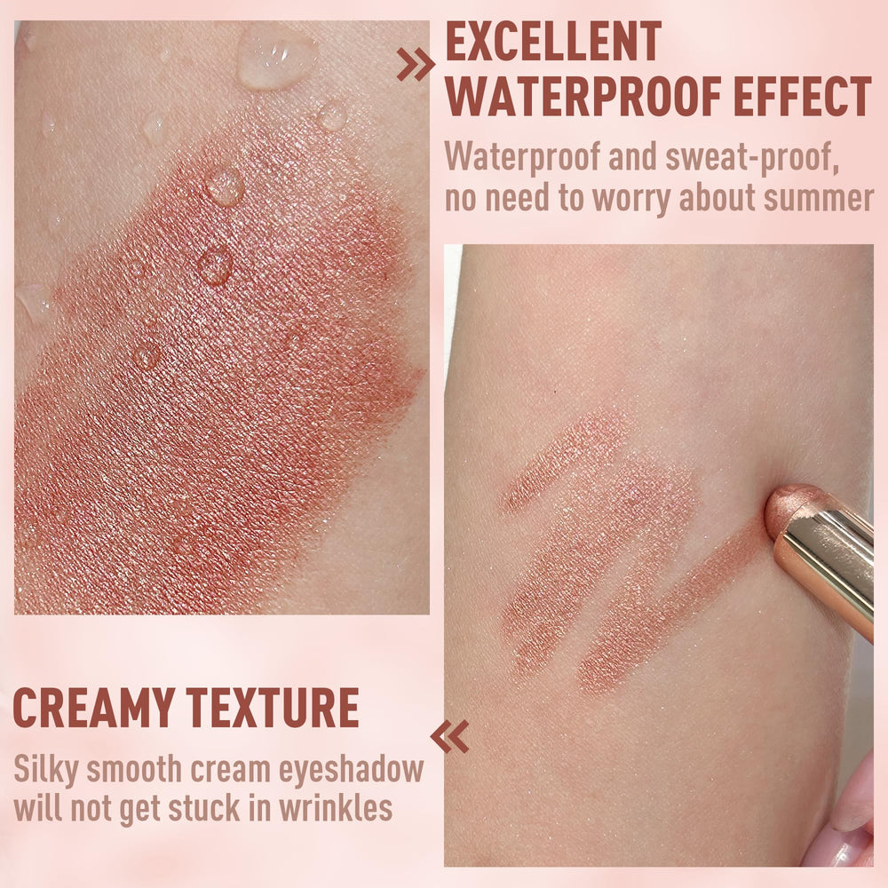 FV Cream Shimmer Eyeshadow Stick Rose Shimmer blending sponge demonstrates quick blend