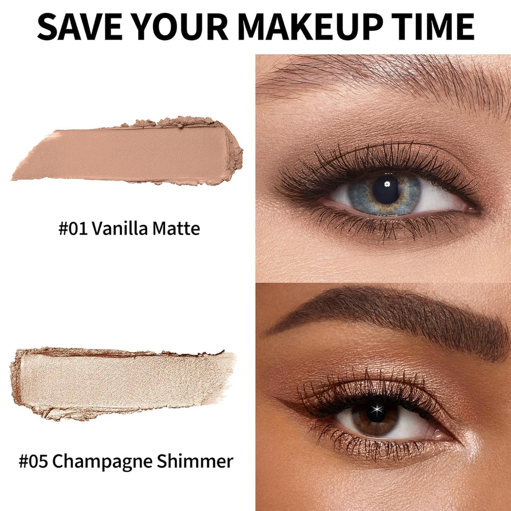Swatches show waterproof finish on skin with FV duo.