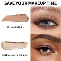 Swatches show waterproof finish on skin with FV duo.