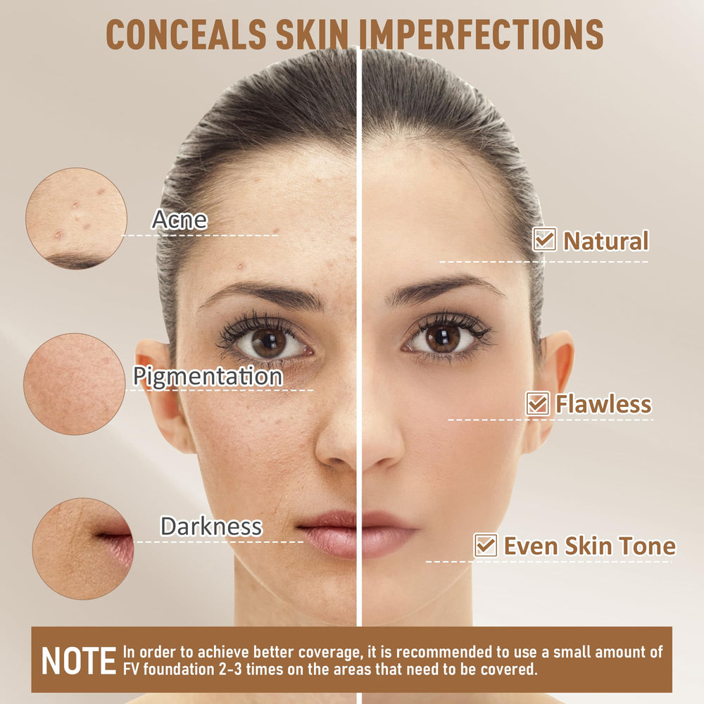 FV Foundation application swatch on hand highlights quick blend and natural glow.