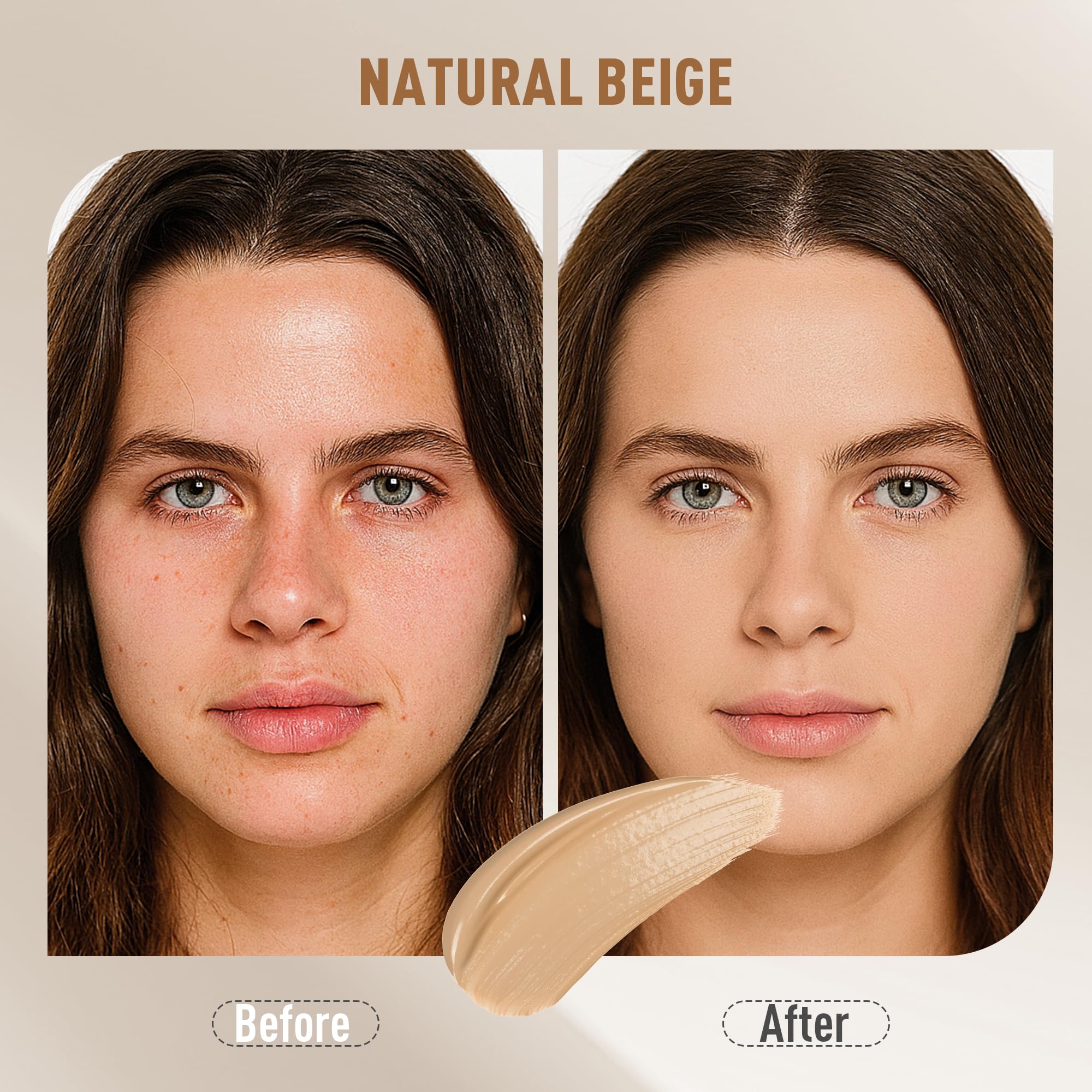 FV Foundation lightweight formula swatch on hand reveals breathable, natural look.