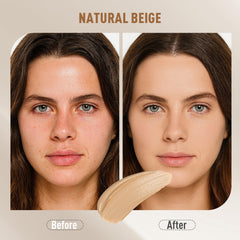 FV Foundation lightweight formula swatch on hand reveals breathable, natural look.