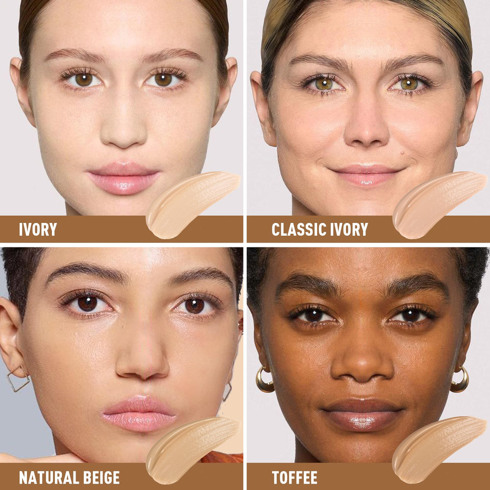 FV Foundation texture close-up emphasizes oil-control properties for shine reduction.