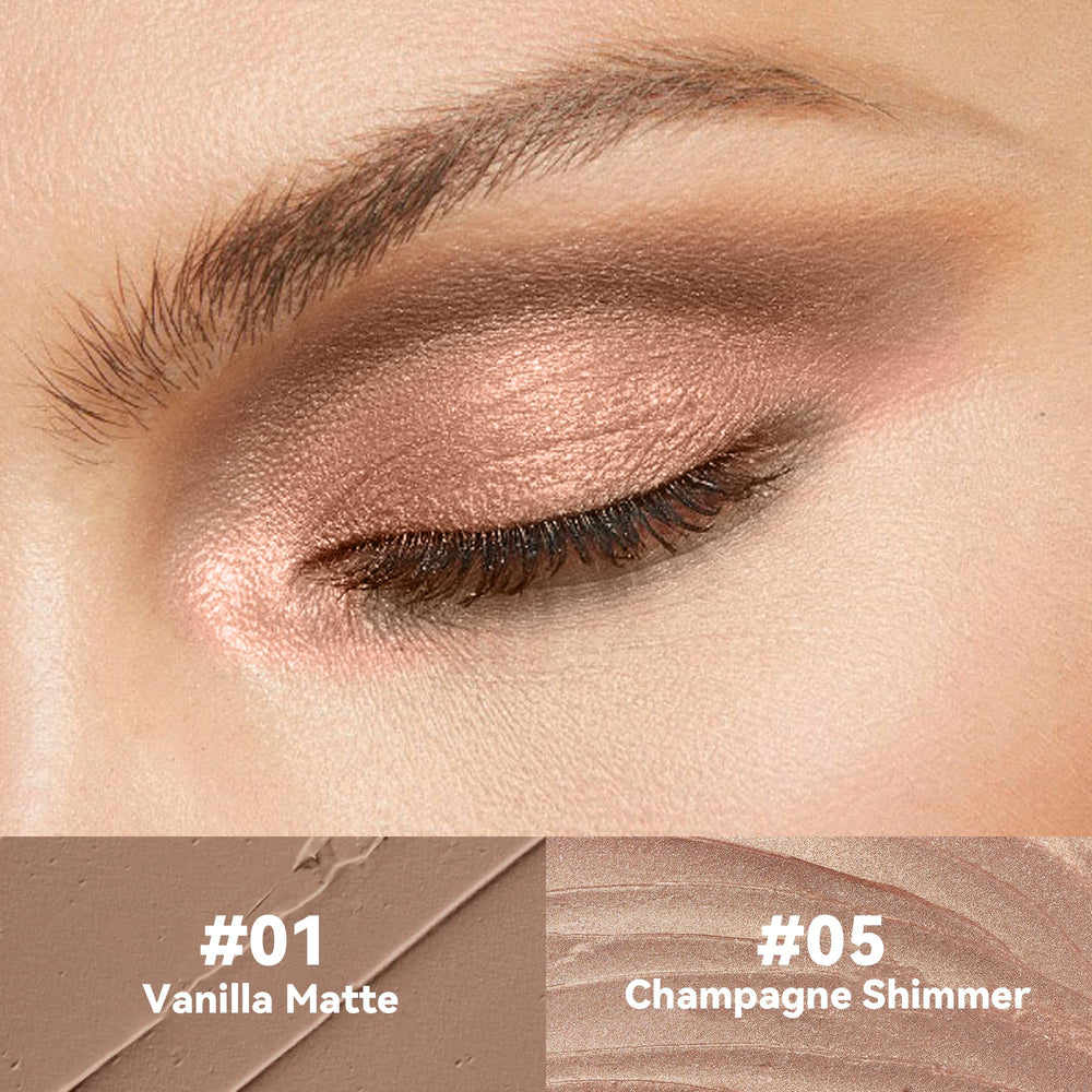 FV waterproof eyeshadow stick duo in champagne shimmer for evening glow.