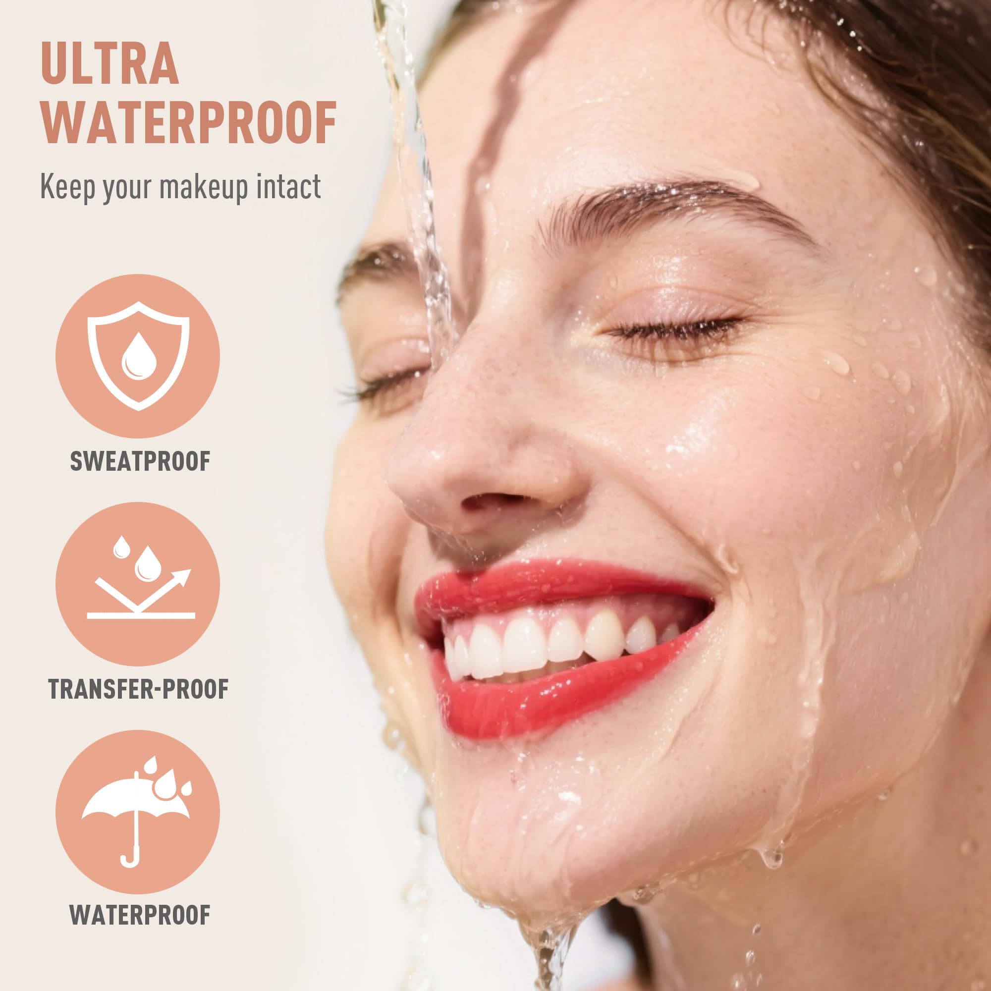 FV waterproof test on skin shows long-lasting finish.
