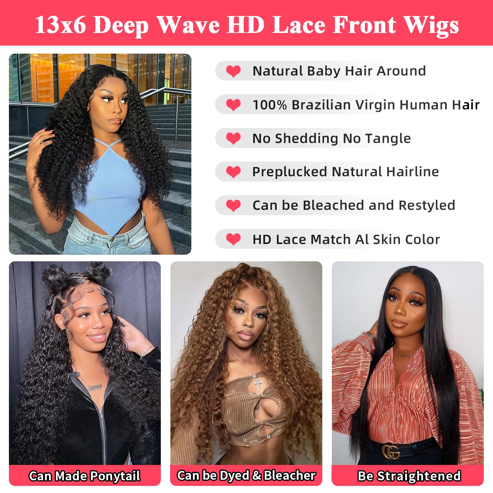Fvocani bleached knots and natural hairline for realistic appearance.