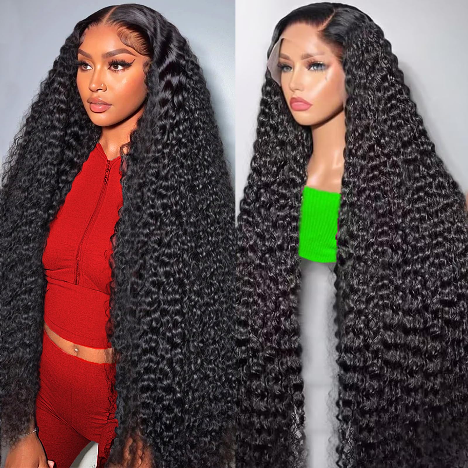 Fvocani deep wave lace front wig with 13x6 cap for seamless blend.
