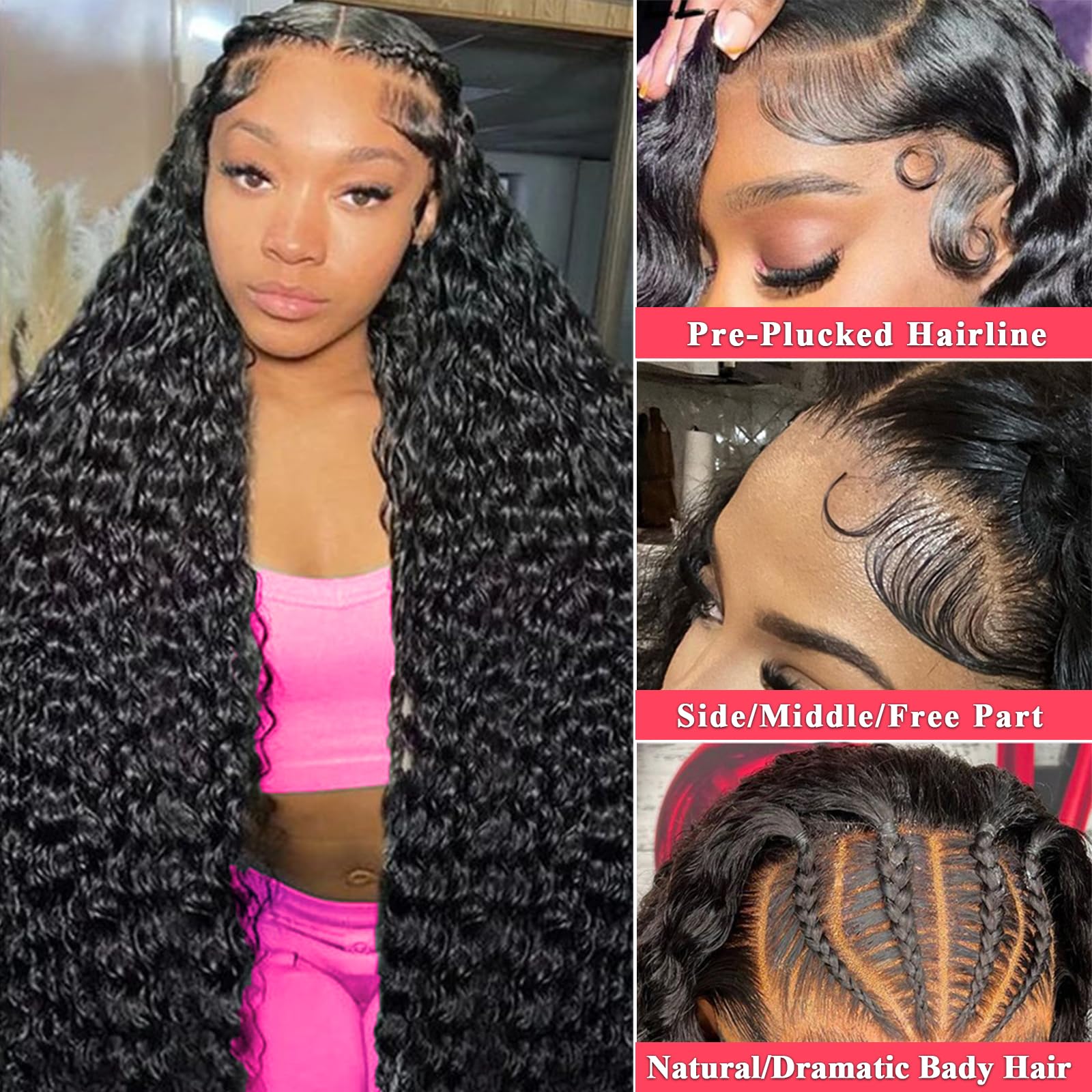 Fvocani HD transparent lace front for natural look and easy parting.