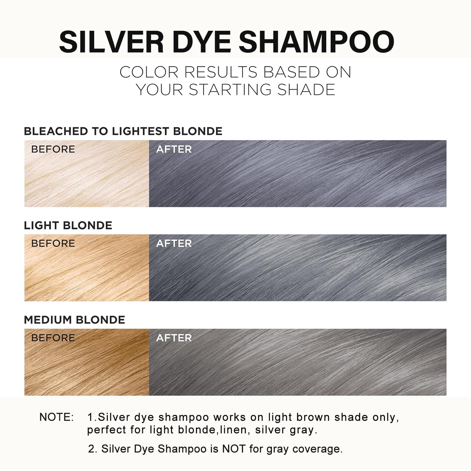 Rinse reveals a neutral silver tone with FVQUHVO color shampoo