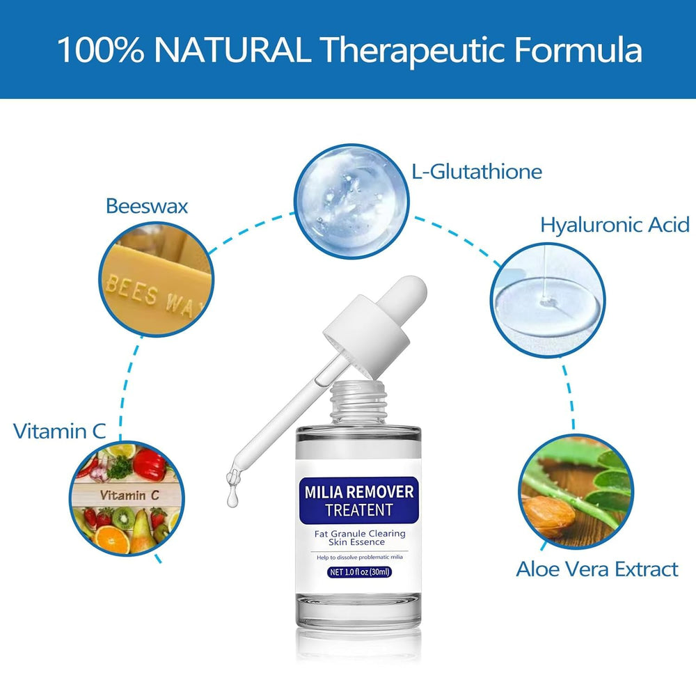 Fvtcnbu MILIA REMOVER serum on cheeks improves smoothness and clarity.