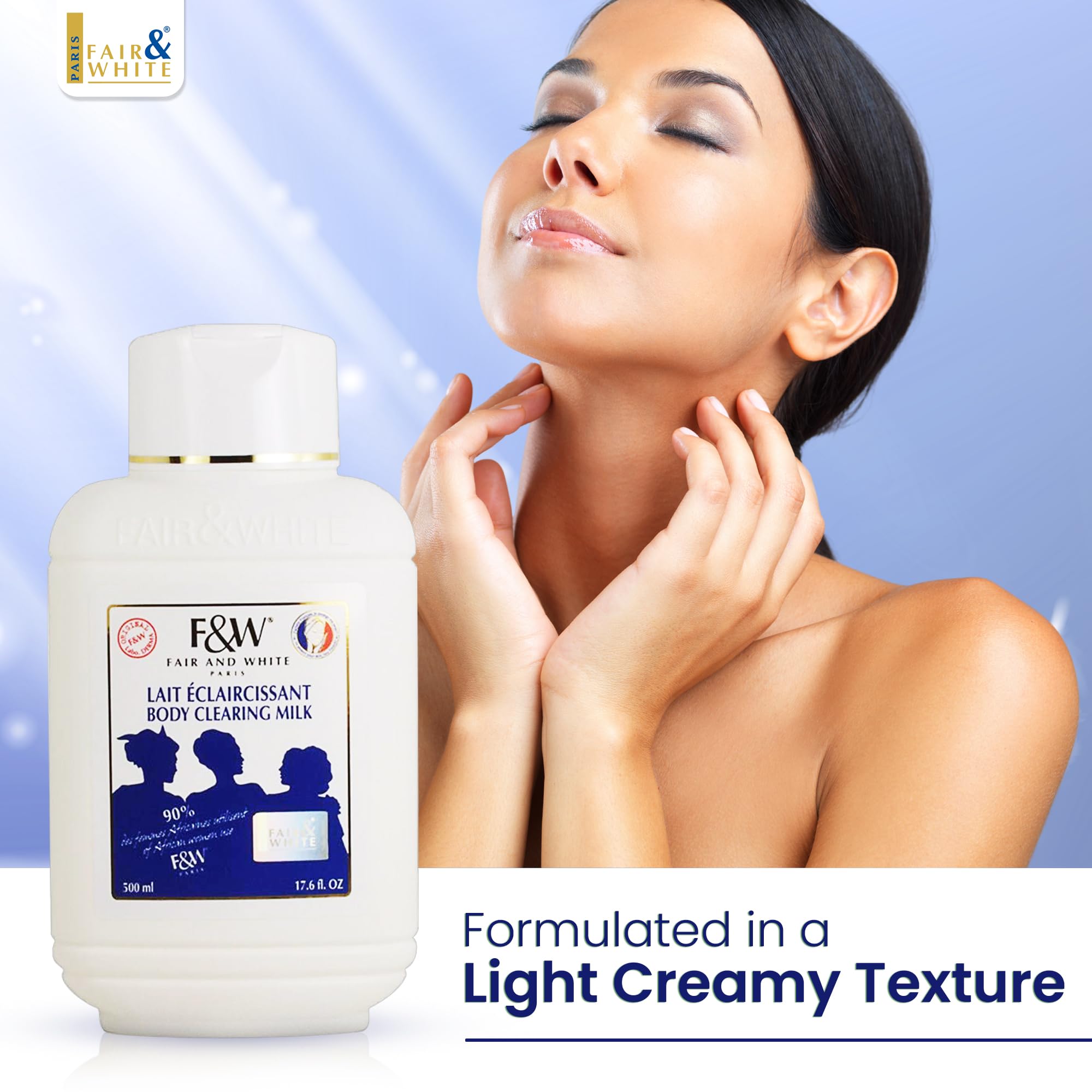 F&W Original Body Clearing Milk before-after look during use.