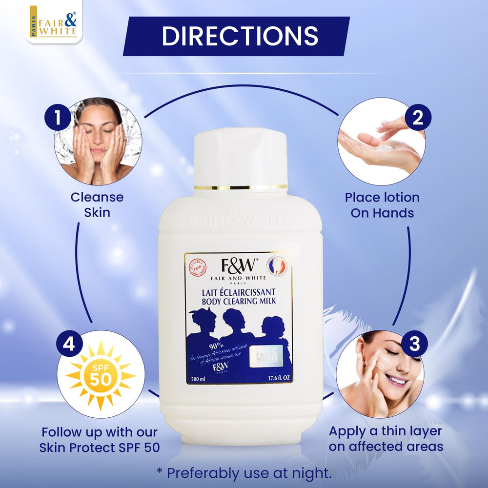 F&W Original Body Clearing Milk texture close-up for smooth application.