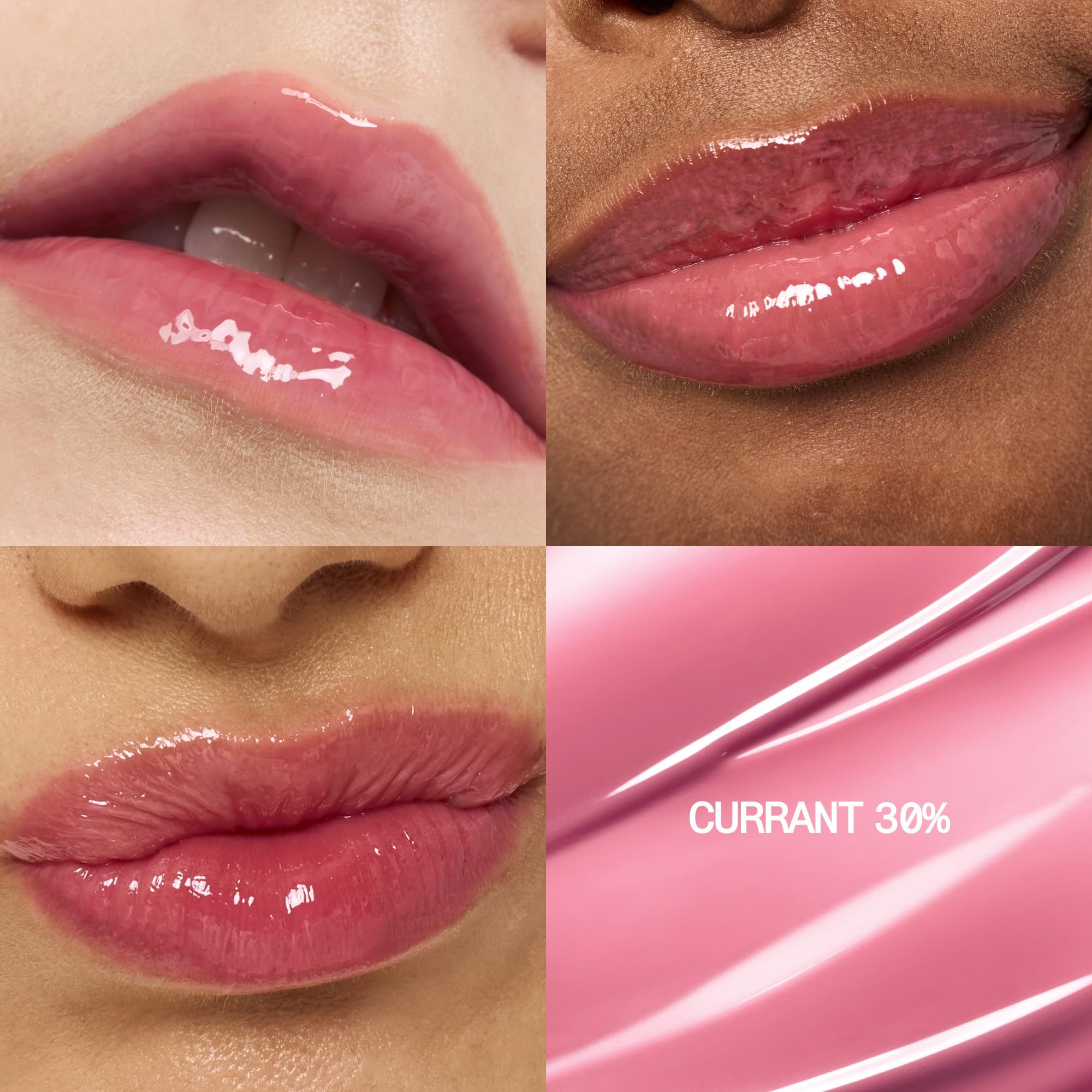 Fwee 3D Voluming Gloss Currant swatch showing sheer tint and glow.