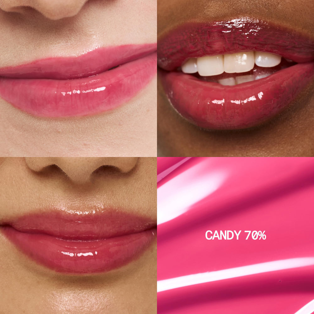 fwee 3D Voluming Gloss arm swatches show 30% pigment for natural tint.